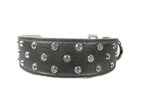 Callie Crystal Cluster Wider Leather Dog Collar - Around The Collar NY