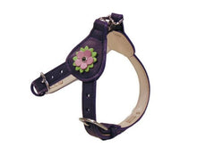 Load image into Gallery viewer, Penelope Flower Leather  Dog Step-In Harness with Swarovski Crystal on Flower - Around The Collar NY