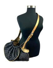 Load image into Gallery viewer, Classic Quilted Black Sling with Leather Straps and Pocket Flaps