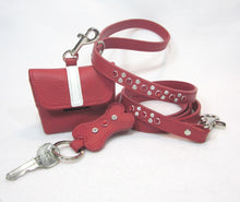 Load image into Gallery viewer, Stripe on Flap of Leather Poop Bag Holder