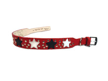 Load image into Gallery viewer, Breck Wider Leather Dog Collar with Star and Nickel Stud Cluster - Around The Collar NY