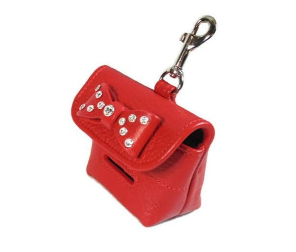 Bow Poop Bag Holder with Swarovski Crystals on Bow - Around The Collar NY