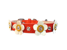 Load image into Gallery viewer, Riley Flower Leather Dog Collar with Austrian Crystals on Flower &amp; Collar