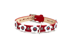 Riley Flower Leather Dog Collar with Austrian Crystals on Flower & Collar Product vendor