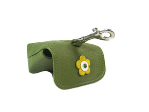 Riley Leather Flower Poop Bag Holder - Around The Collar NY