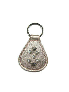 Bella Leather Key FOB with Swarovski Jewels & Crowns WIP - Around The Collar NY