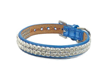 Load image into Gallery viewer, Ryan Leather Collar with Double Row Closely Spaced Square Crystals Product vendor