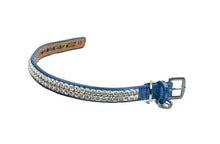 Load image into Gallery viewer, Ryan Leather Collar with Double Row Closely Spaced Square Crystals