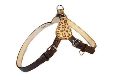 Classic Leopard Leather Step-In Dog Harness - Around The Collar NY