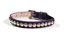 Load image into Gallery viewer, Shanti Leather Cat Collar with Single Row Crystals Close Together