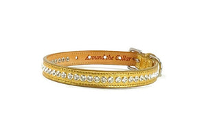 Gold leather Shanti dog bling collar