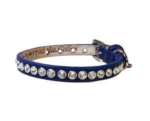 Shanti bling crystal royal blue leather dog collar