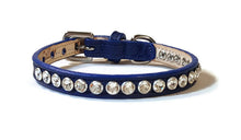 Load image into Gallery viewer, Shanti Leather Hanukkah Dog Collar w-Single Row Austrian Crystals Close Together