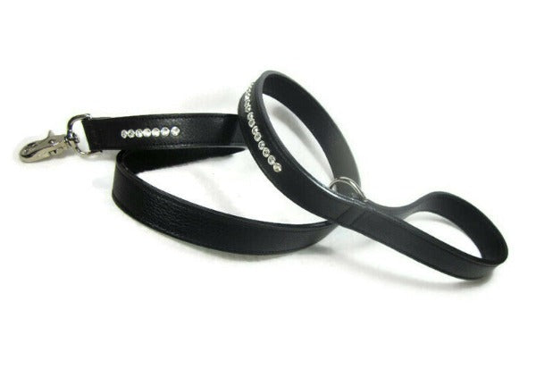 Shanti Leather Leash with Closely Spaced Crystals