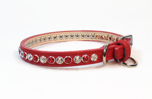 Shanti Leather Jewel Collar with Alternating Crystals - Around The Collar NY