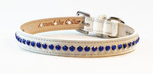 Load image into Gallery viewer, Shanti Leather Hanukkah Dog Collar w-Single Row Austrian Crystals Close Together