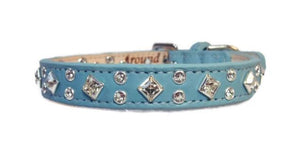 Lexus Leather Crystal Cluster Dog Collar - Around The Collar NY