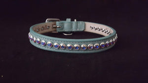 Shanti Single Row Close Crystals Leather Dog Collar - Around The Collar NY