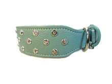 Load image into Gallery viewer, Callie Crystal Cluster Wider Leather Dog Collar - Around The Collar NY