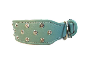 Callie Crystal Cluster Wider Leather Dog Collar - Around The Collar NY