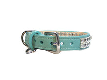 Load image into Gallery viewer, Ryan Leather Collar with Double Row Closely Spaced Square Swarovski Crystals - Around The Collar NY