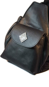 Maria with Diamond on Pocket Flap Leather Sling - Around The Collar NY