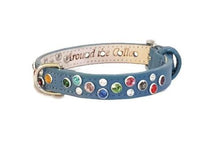 Load image into Gallery viewer, Stacy Rainbow Multi Cluster Jeweled Leather Dog Collar - Around The Collar NY