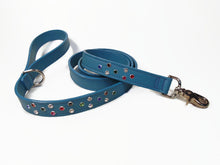 Load image into Gallery viewer, Stacy Rainbow Multi Cluster Swarovski Jeweled  Leather Leash - Around The Collar NY