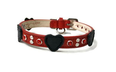 Leather Hearts with Crystal Cluster - Around The Collar NY