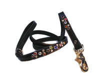 Load image into Gallery viewer, Stacy Rainbow Multi Cluster Swarovski Jeweled  Leather Leash - Around The Collar NY