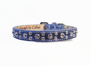 Stella Leather Jeweled Dog Collar with All Clear Swarovski Crystal Cluster WIP - Around The Collar NY