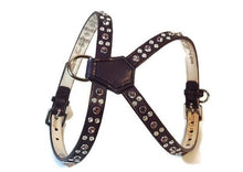 Load image into Gallery viewer, Stella 2 Tone Leather K Harness Swarovski Crystal Cluster - Around The Collar NY