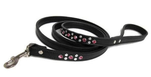 Stella Leather Leash 2 Tone Swarovski Crystals - Around The Collar NY