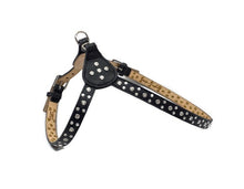 Load image into Gallery viewer, Black leather Stella stepin dog harness by Around the Collar