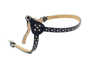 Stella black leather bling cluster stepin dog harness by Around the Collar