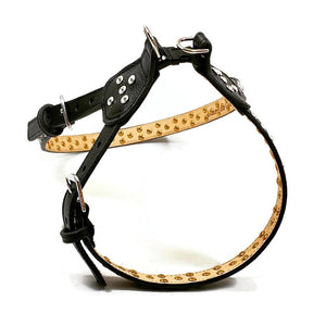 Stella Leather Step-In Dog Harness with Clear Crystal Cluster on Straps & Side Tabs