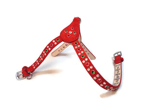 Stella Christmas Leather Step-In Harness w-2 Tone Crystal Cluster on Straps & Side Tabs