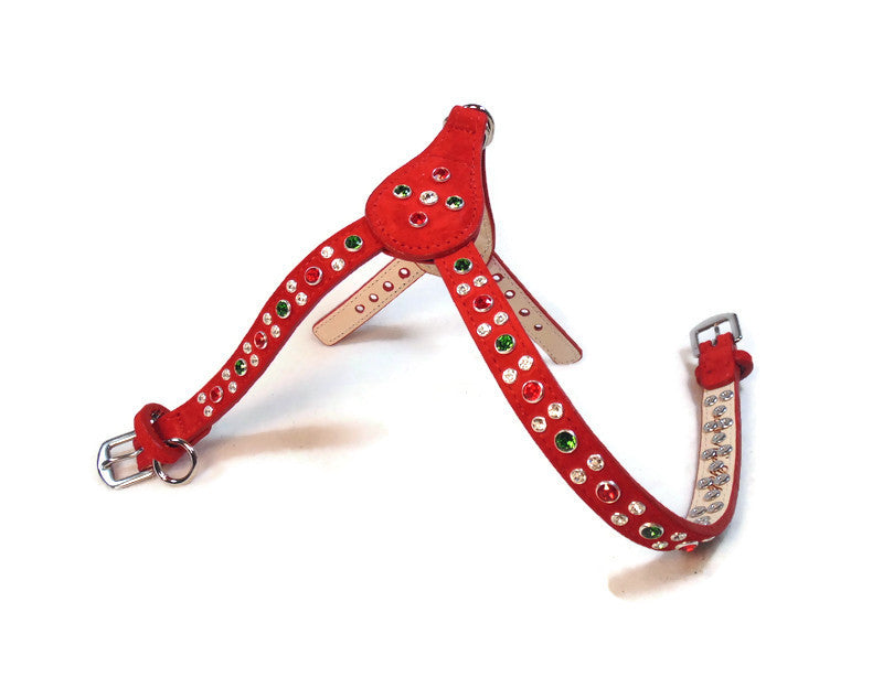 Stella Christmas Leather Step-In Harness w-2 Tone Crystal Cluster on Straps & Side Tabs Product vendor