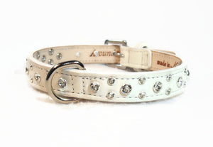 Stella Leather Jeweled Dog Collar with All Clear Swarovski Crystal Cluster WIP - Around The Collar NY