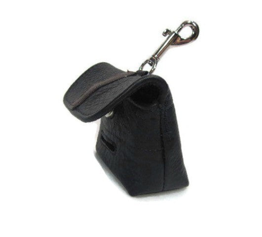 Stripe on Flap of Leather Poop Bag Holder - Around The Collar NY