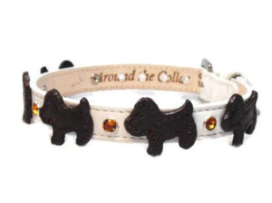 Malka Crystal Leather Dog Collar - Around The Collar NY