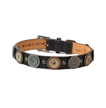 Load image into Gallery viewer, Brady Black Double Disc Dog Collar Crystals