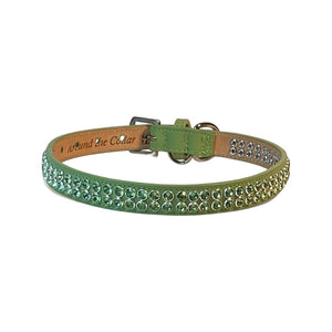 Ava Double Row Close Crystal Leather Dog Collar