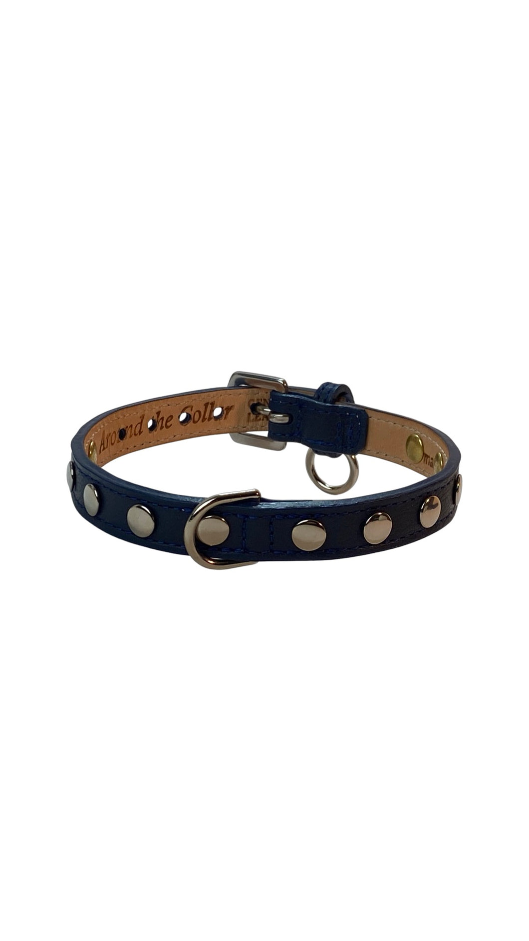 ELVIS Single Row Nickel Studs Leather Dog Collar