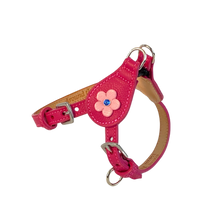 Load image into Gallery viewer, Ellie flower leather dog step in harness
