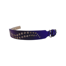 Load image into Gallery viewer, Carmel purple leather dog collar with double swirl of crystals by Around the Collar