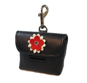 Penelope leather flower poop bag holder