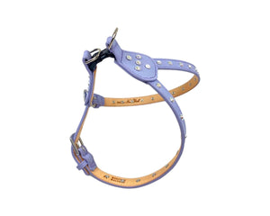 Brie Leather Step-In Dog Harness with Clear Crystals on Straps and Tabs