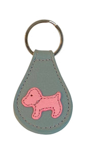 Leather Malka keychain gray pink tulip leather dog